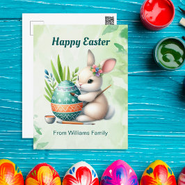 ハッピーイースター、キュート絵を描バニーのイースター卵 シーズンポストカード