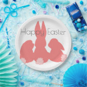ハッピーイースター – コーラルイースターブンニー紙プレート ペーパープレート (パーティー)