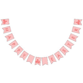 ハッピーイースター – コーラルギンガム&イースターバニー バンティングフラッグ