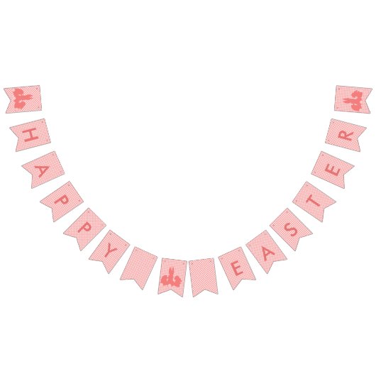 ハッピーイースター – コーラルギンガム&イースターバニー バンティングフラッグ (全)