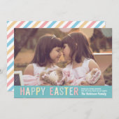 ハッピーイースター | シックなパステルファミリーフォト シーズンカード (正面/裏面)