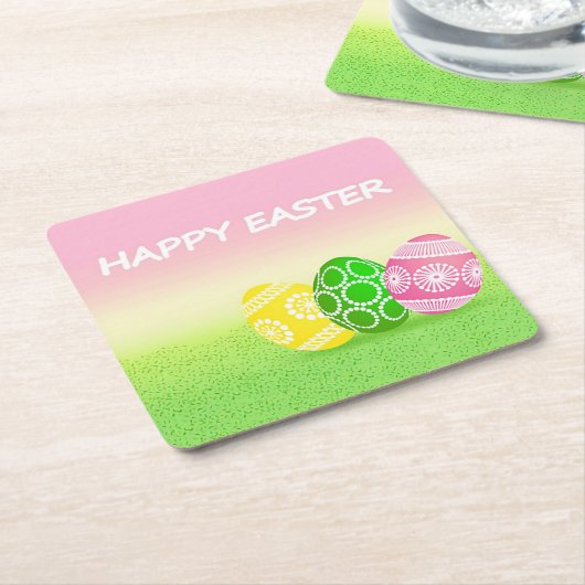 ハッピーイースター スクエアペーパーコースター (アングル)