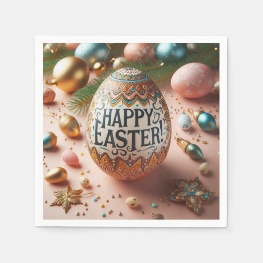 ハッピーイースター スタンダードカクテルナプキン (正面)