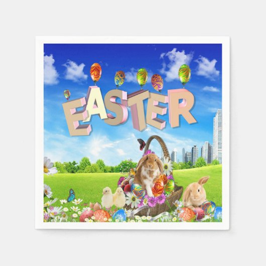 ハッピーイースター スタンダードカクテルナプキン (正面)