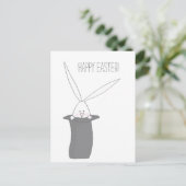 ハッピーイースター!トップハットに入ったかわいいバニー ポストカード (スタンド正面)