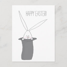 ハッピーイースター!トップハットに入ったかわいいバニー ポストカード