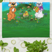 ハッピーイースター!バニーとシックのウサギ キッチンタオル (折り畳み)