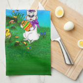 ハッピーイースター!バニーとシックのウサギ キッチンタオル (四つ折り)