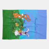 ハッピーイースター!バニーとシックのウサギ キッチンタオル (横)