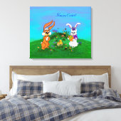 ハッピーイースター!バニーとシックのウサギ キャンバスプリント (インサイチュ (寝室))