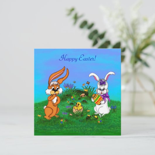 ハッピーイースター!バニーとシックのウサギ シーズンカード (スタンド正面)