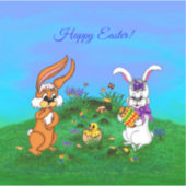 ハッピーイースター!バニーとシックのウサギ シール (正面)