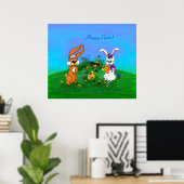 ハッピーイースター!バニーとシックのウサギ ポスター (ホームオフィス)