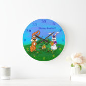 ハッピーイースター!バニーとシックのウサギ ラージ壁時計 (ホーム)