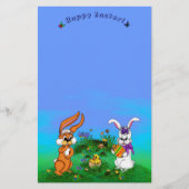 ハッピーイースター!バニーとシックのウサギ 便箋 (正面)