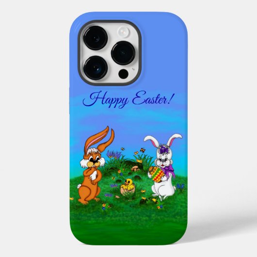 ハッピーイースター!バニーとシックのウサギ Case-Mate iPhoneケース (裏面)