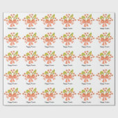 "ハッピーイースター"バニーの耳とピンクの弓パターン ラッピングペーパー (フラット)