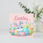 ハッピーイースター – バニーエッグズインパステルカラー シーズンカード (スタンド正面)