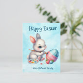 ハッピーイースター、バニー水のイースター卵の着色 シーズンポストカード (スタンド正面)