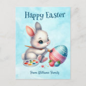 ハッピーイースター、バニー水のイースター卵の着色 シーズンポストカード (正面)