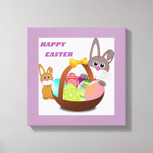 "ハッピーイースター"バニー キャンバスプリント (正面)