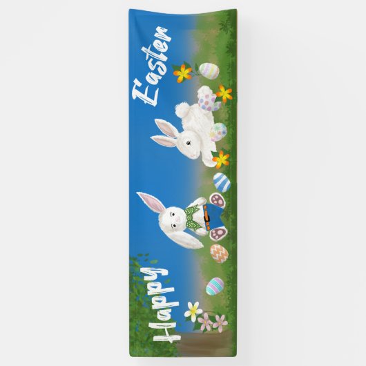 ハッピーイースター |バンニ色彩の鮮やかーとエッグ 横断幕 (縦)
