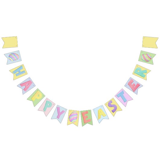 ハッピーイースター | パステルウォーターカラーバナー バンティングフラッグ (全)