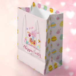 ハッピーイースター ピンクバニーガーデン 卵の宝探し ミディアムペーパーバッグ