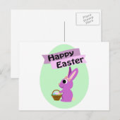 ハッピーイースター!ピンクバニー シーズンポストカード (正面/裏面)