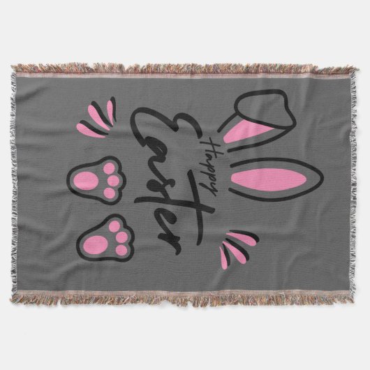 ハッピーイースター（ピンク） スローブランケット (正面)