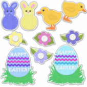 ハッピーイースター!フェイク感じ白または澄ん シール (正面)