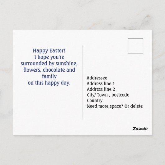 ハッピーイースター(フォーク)黄色はがき ポストカード (裏面)