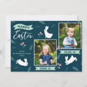 「ハッピーイースター」フローラ2フォトターコイズバニー シーズンカード (正面)