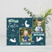 「ハッピーイースター」フローラ2フォトターコイズバニー シーズンカード (スタンド正面)