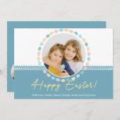 「ハッピーイースター」ブルーイースターリースカスタム写真 シーズンカード (正面/裏面)