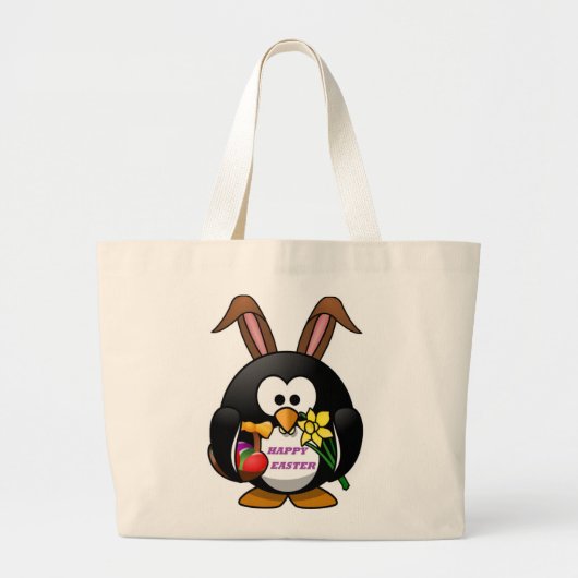 「ハッピーイースター」ペンギンバニー ラージトートバッグ (正面)
