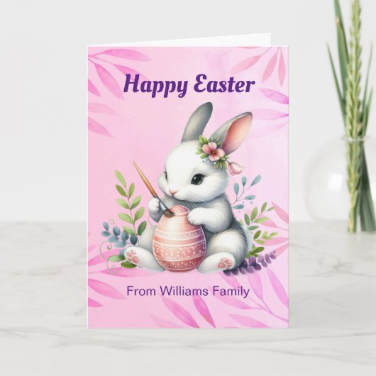 ハッピーイースター、ホワイトバ絵画ニーのイースター卵 シーズンカード (正面)