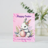 ハッピーイースター、ホワイトバ絵画ニーのイースター卵 シーズンポストカード (スタンド正面)