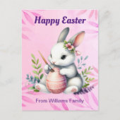 ハッピーイースター、ホワイトバ絵画ニーのイースター卵 シーズンポストカード (正面)