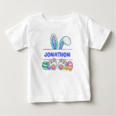 ハッピーイースター ボーイ ウサギ 名前 幼児 Tシャツ (正面)