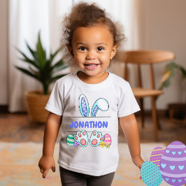 ハッピーイースター ボーイ ウサギ 名前 幼児 Tシャツ