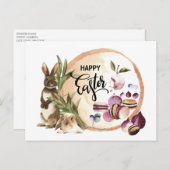ハッピーイースター |マカロンバニーズと春フルーツ シーズンポストカード (正面/裏面)