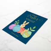 ハッピーイースター |マンガのバニー&エッグ金ゴールド 箔シーズンカード (回転した状態)