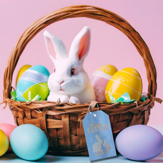 ハッピーイースター – ラビ点々のあるット ギフトタグ