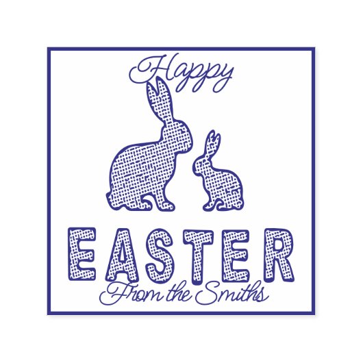 ハッピーイースター – ラビ点々のあるット セルフインキングスタンプ (デザイン)