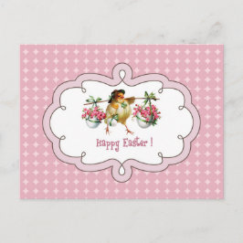 ハッピーイースター。ヴィンテージの花 シーズンポストカード