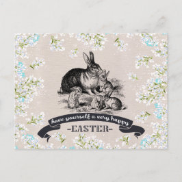ハッピーイースター.ヴィンテージウサギ復活祭 シーズンポストカード