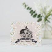 ハッピーイースター.ヴィンテージウサギ復活祭 シーズンポストカード (スタンド正面)