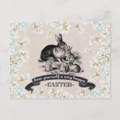 ハッピーイースター.ヴィンテージウサギ復活祭 シーズンポストカード (正面)