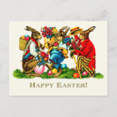 ハッピーイースター。ヴィンテージウサギ シーズンポストカード (正面)